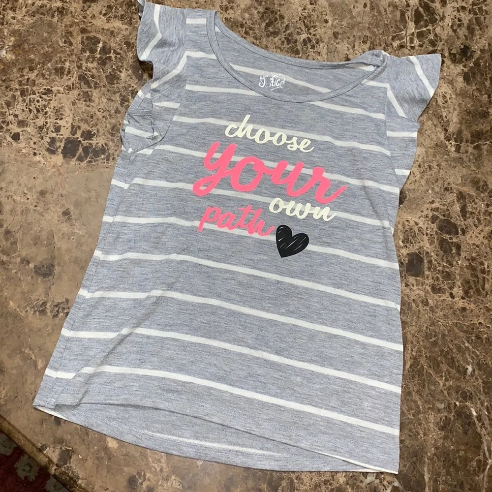 Justice Short Sleeve Top Size 10 Heather Gray Pink